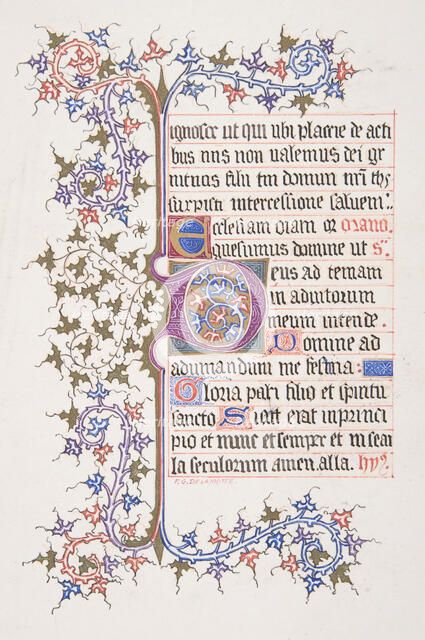 Illuminated Leaf with Initial "E" (recto); Vine Border (verso), 1830-62. Creator: Freeman Gage Delamotte.