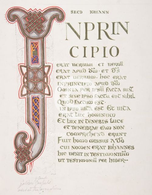 Illuminated Leaf with Initial "I", 1830-62. Creator: Freeman Gage Delamotte.