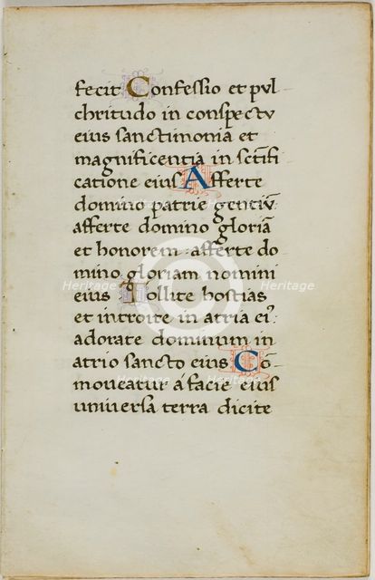Illuminated Manuscript Leaf, c. 1450. Creator: Unknown.
