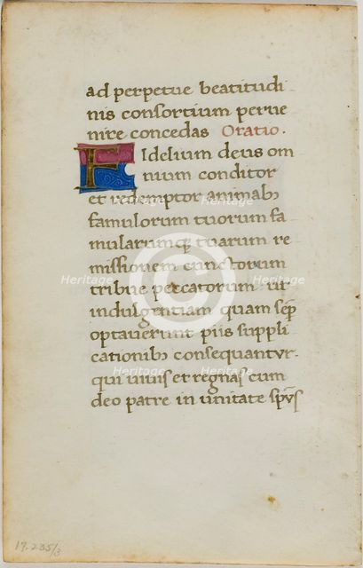 Illuminated Manuscript Leaf, c. 1450. Creator: Unknown.