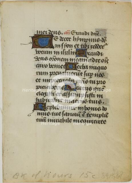 Illuminated Manuscript Leaf from a Book of Hours, n.d. Creator: Unknown.