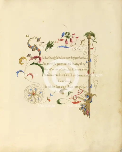 Illuminated manuscript of a poem, 1843 - 1845. Creator: Unknown.