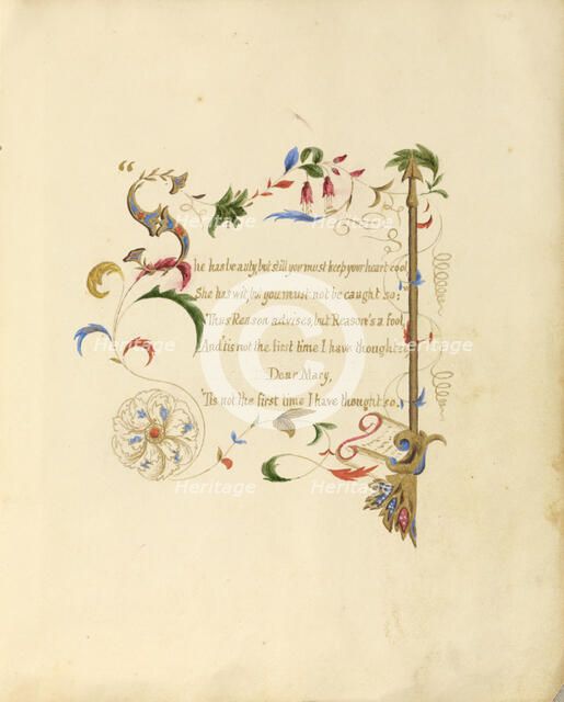 Illuminated manuscript of a poem, 1843 - 1845. Creator: Unknown.