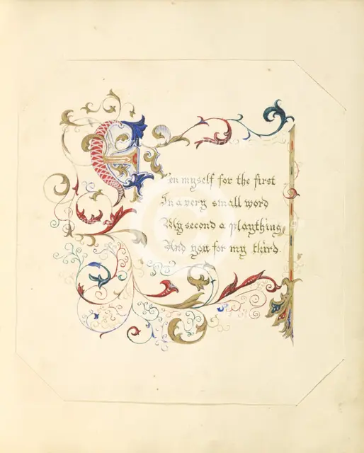 Illuminated Manuscript Poem, 1843 - 1845. Creator: Unknown.