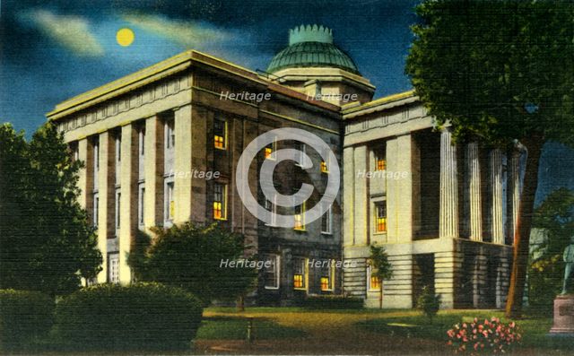'Illuminated Night View of N.C. State Capitol, Raleigh, N.C.', 1942. Creator: Unknown.