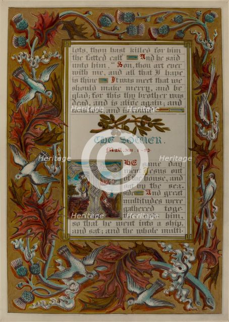 Illuminated Parable: The Sower, c. 1936. Creators: Robert Stewart, James Gross.