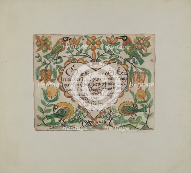 Illuminated Psalm, c. 1939. Creator: Emma M. Krumrine.