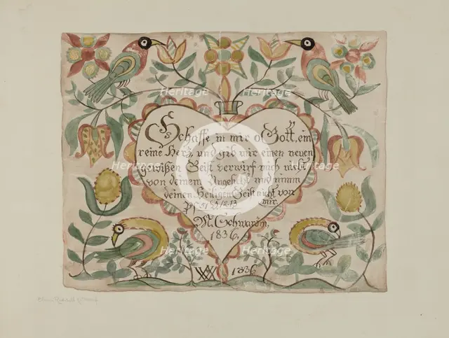 Illuminated Psalm, c. 1939. Creator: Elmer R. Kottcamp.