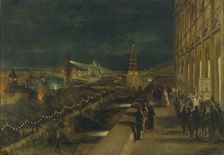 Illumination of Moscow on the occasion of the Coronation of Emperor Alexander III on 15th May 1883. Artist: Makovsky, Nikolai Yegorovich (1842-1886)