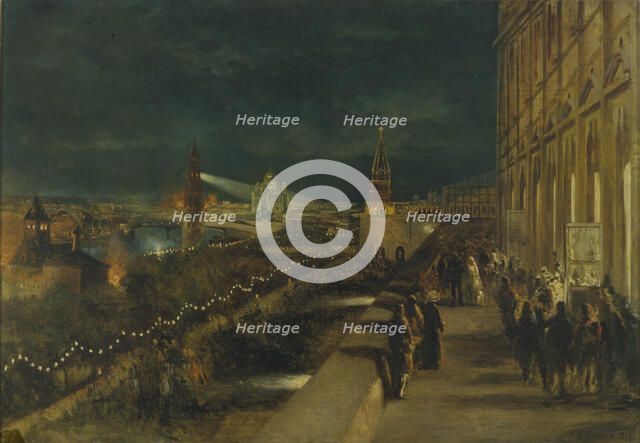 Illumination of Moscow on the occasion of the Coronation of Emperor Alexander III on 15th May 1883. Artist: Makovsky, Nikolai Yegorovich (1842-1886)