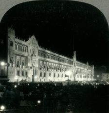 Illumination of National Palace on Evening of Independence Day Celebration, Mexico City c1930s. Creator: Unknown