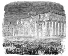 Illumination of the Bourse, at Paris, in Honour of the Birth of the Prince Imperial, 1856. Creator: Unknown