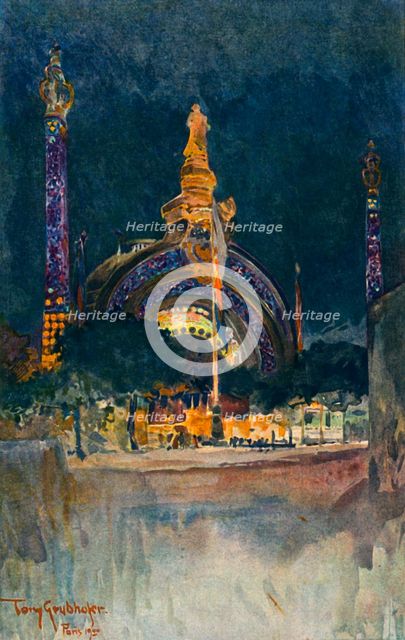 "Illumination of the Main Entrance to the Paris Exhibition", 1900. Creator: Tony Grubhofer.