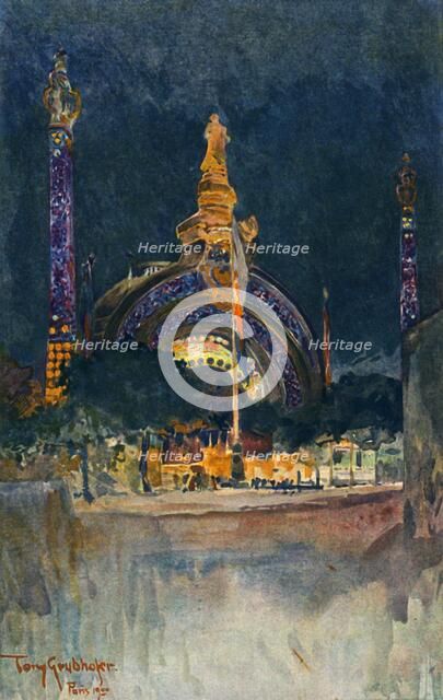 "Illumination of the Main Entrance to the Paris Exhibition", 1900. Creator: Tony Grubhofer.
