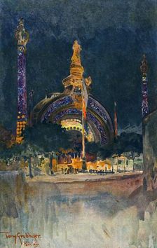 "Illumination of the Main Entrance to the Paris Exhibition", 1900. Creator: Tony Grubhofer