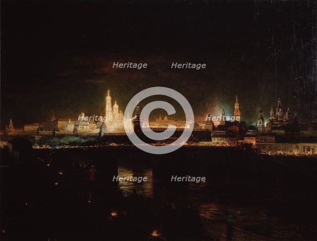 Illumination of the Moscow Kremlin, 1883. Artist: Hofman, Oskar Adolfovich (1851-1912)