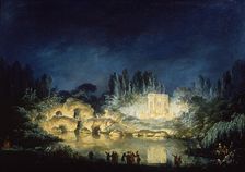 Illumination of the Rock and Belvedere at the Petit Trianon on August 3, 1781 , 1781. Creator: Châtelet, Claude-Louis (1753-1795)