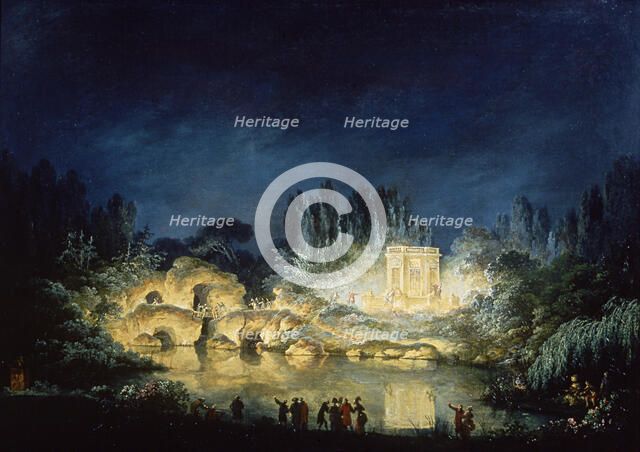 Illumination of the Rock and Belvedere at the Petit Trianon on August 3, 1781 , 1781. Creator: Châtelet, Claude-Louis (1753-1795).