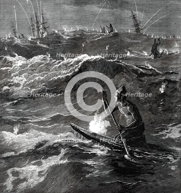 Illumination of the surf at Madras, 1876. Creator: Unknown.