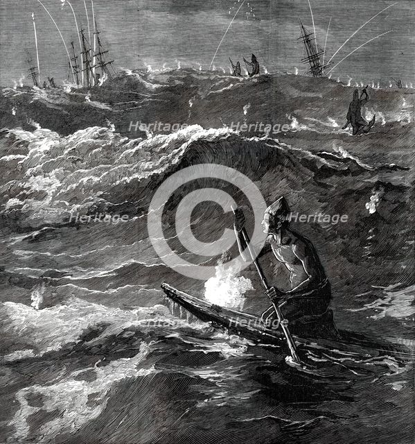 Illumination of the surf at Madras, 1876. Creator: Unknown.