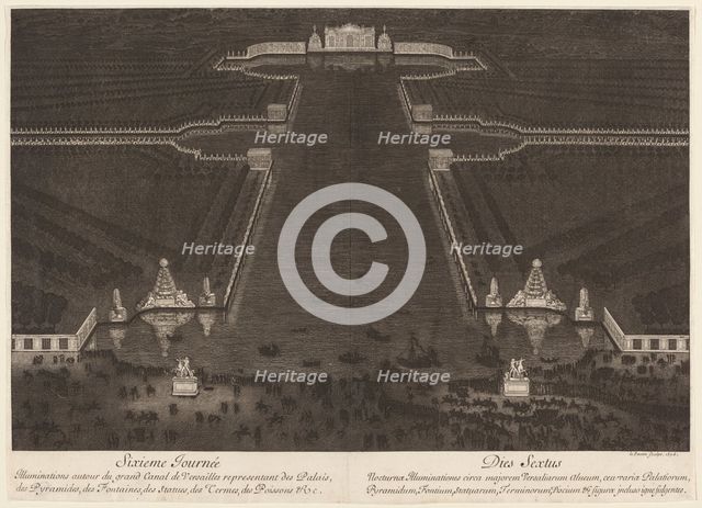 Illuminations autour du grand Canal de Versailles, 1676. Creator: Jean Lepautre.