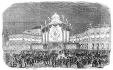 Illuminations in the Largo Mercatello, Naples, on the Birth of a Prince, 1857. Creator: Unknown