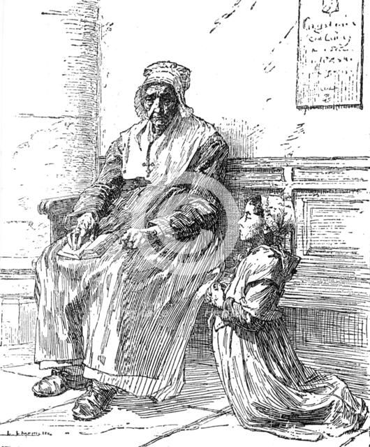 Illustrated handbooks to the picture exhibitions: "The Grandmother" by L. A. Lhermitte, 1880. Creator: Unknown.