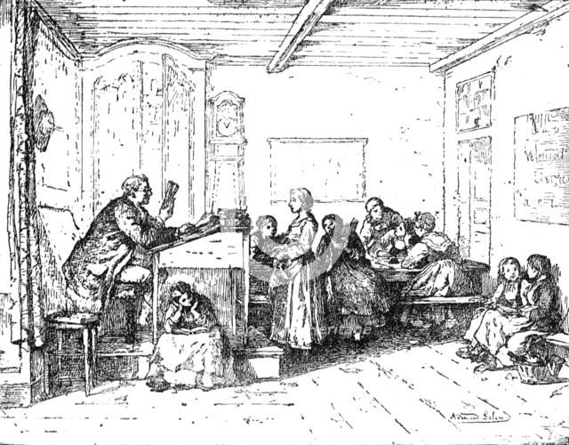 Illustrated handbooks to the picture exhibitions: "The Swiss Village School" by Armand Leleux, 1880. Creator: Unknown.