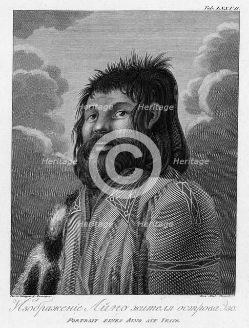 Illustration of an Ainu Man From Esso Island, 1813. Creator: Jegor Skotnikoff.