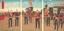 Illustration of Emperor's Military Review of a Parade Ground at Aoyama (Aoyama renpe..., June, 1888. Creator: Inoue Yasuji