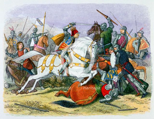 Illustration of Richard III at the Battle of Bosworth, 19th century. Artist: James William Edmund Doyle