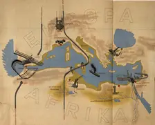 Illustration of the Atlantropa Project. Exhibition flyer, 1932. Creator: Sörgel, Herman (1885-1952)