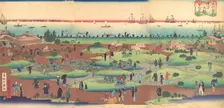 Illustration of the Front Garden of the Tsukiji Hotel in the Eastern Capital (Toto ..., ca. 1868-72. Creator: Utagawa Hiroshige III