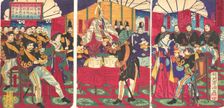 Illustration of the Honored Commanders, Receiving the Emperor's Gift Cup (Kunko..., September, 1877. Creator: Chikanobu Yoshu