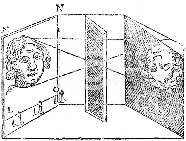 Illustration of the principle of the camera obscura, 1671. Creator: Unknown.