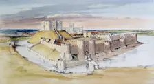 Illustration of York Castle, North Yorkshire, as it might have been in the late 13th century, 1985. Artist: Terry Ball