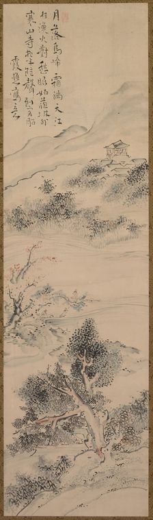 Illustration of Zhang Qi's Poem on the Cold Mountain Temple, 18th century. Creator: Ike Taiga (Japanese, 1723-1776)