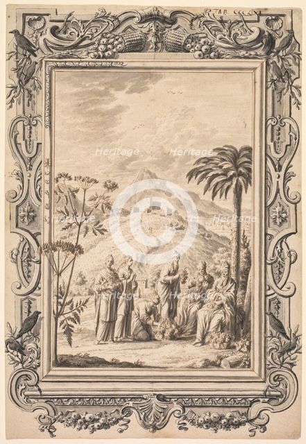 Illustration and Border Design for Kupfer-Bibel (Copper Bible) , c. 1730. Creator: Johan Melchior Füssli (Swiss, 1677-1736); Johann Daniel Preissler (German, 1666-1737); Johann Jacob Scheuchzer (Swiss, 1672-1733).