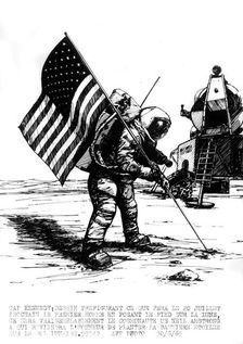 Illustration anticipating Neil Armstrong's Moon landing, 1969. Creator: Unknown