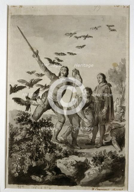 Illustration by Antonio Carnicero (1748 - 1814) 'Cave of Montesinos', edited by Joaquín Ibarra, 1…