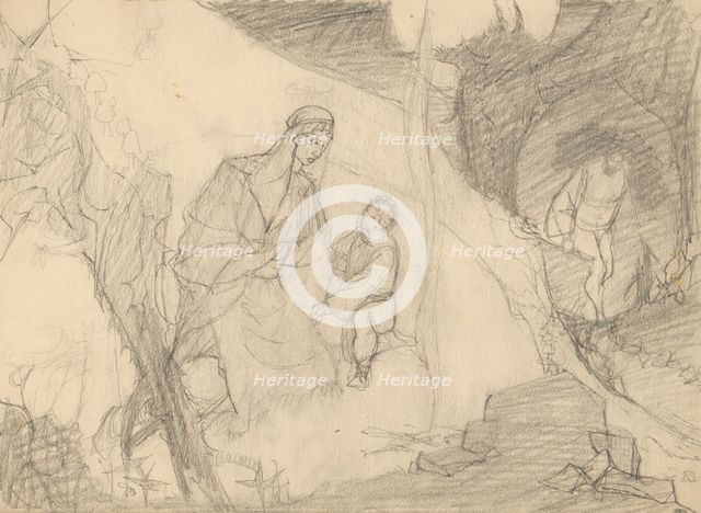 Illustration (Escape to Egypt?), 1940/1944. Creator: Ján Novák.