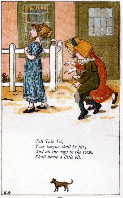 Illustration for 'Tell tale tit/your tounge shall be slit', Kate Greenaway (1846-1901). Artist: Catherine Greenaway