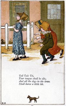 Illustration for Tell tale tit/your tounge shall be slit Kate Greenaway (1846-1901). Artist: Catherine Greenaway