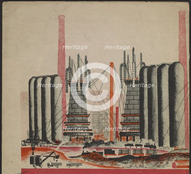 Illustration for the children's book Kuznets Metallurgical Combine: A Socialist Giant, 1932.