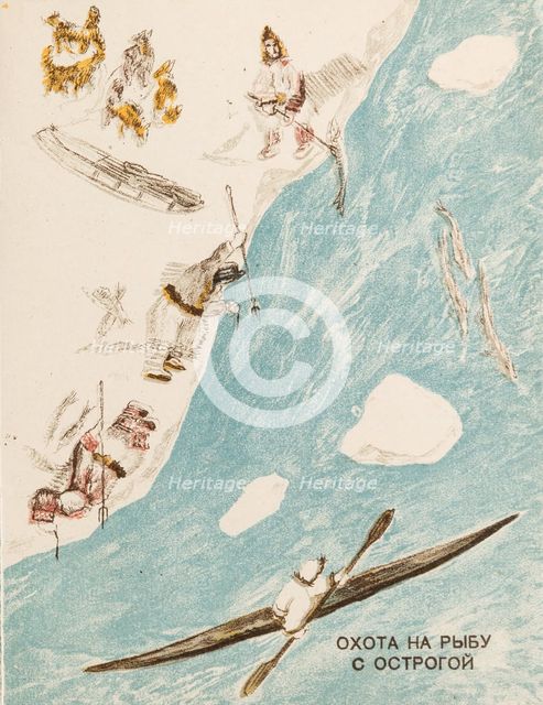 Illustration for the book Hunting in the North, Early 1930s.