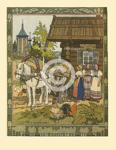 Illustration for the Fairy tale The Feather of Finist the Falcon, 1901-1902. Artist: Bilibin, Ivan Yakovlevich (1876-1942)