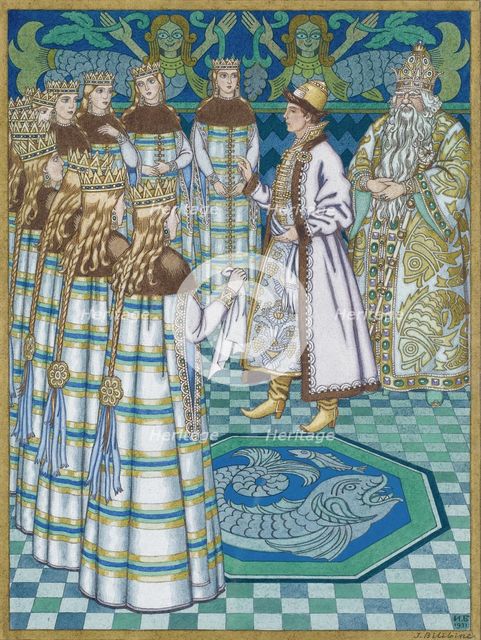 Illustration for the Fairy tale Vasilisa the Beautiful. Artist: Bilibin, Ivan Yakovlevich (1876-1942)