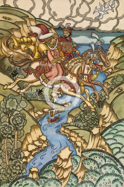 Illustration for the Fairy tale Marya Morevna, 1913-1915. Artist: Bilibin, Ivan Yakovlevich (1876-1942)