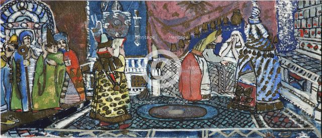 Illustration for the Fairy tale of the Tsar Saltan by A. Pushkin. Artist: Malyutin, Sergei Vasilyevich (1859-1937)