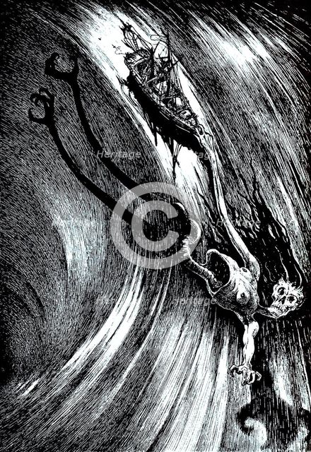 Illustration for the story "A Descent into the Maelström" by Edgar Allan Poe, 1905. Creator: Martini, Alberto (1876-1954).